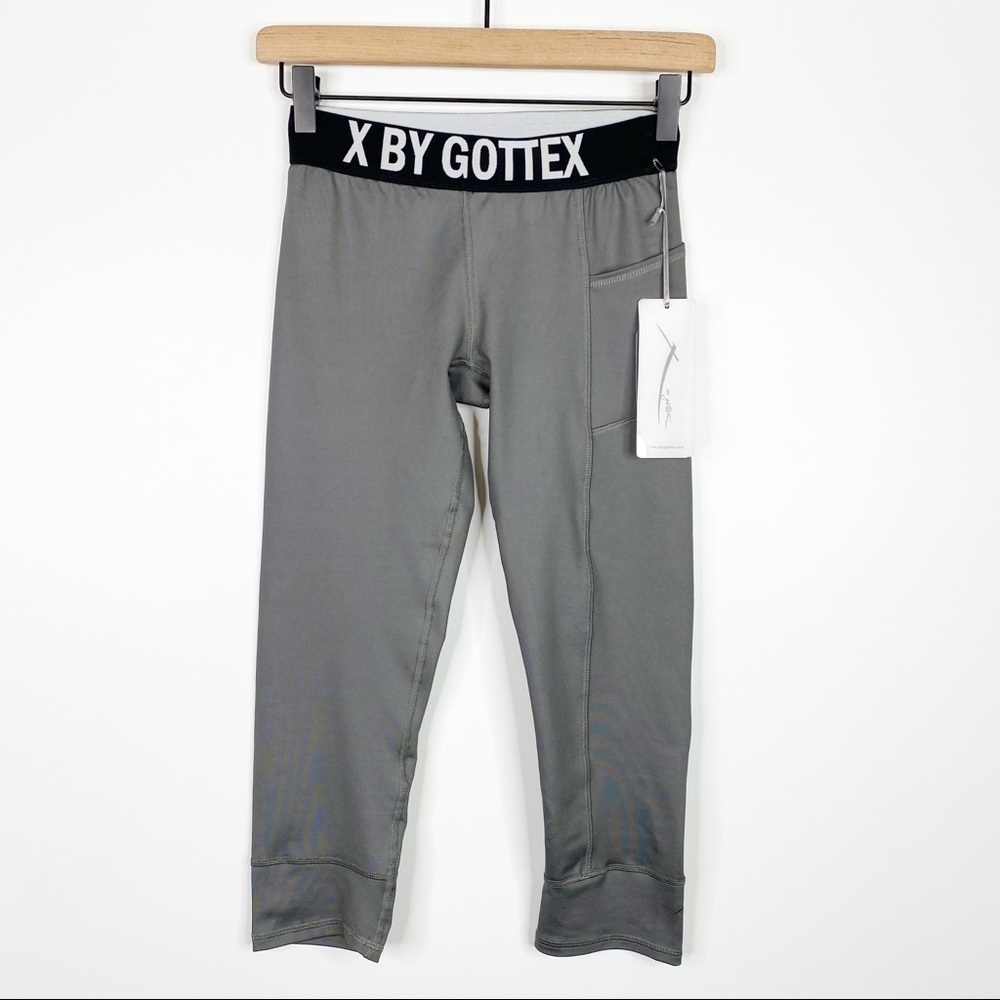 X By Gottex Mid Rise Gray Capri Length Athletic Low Rise Leggings NWT Small